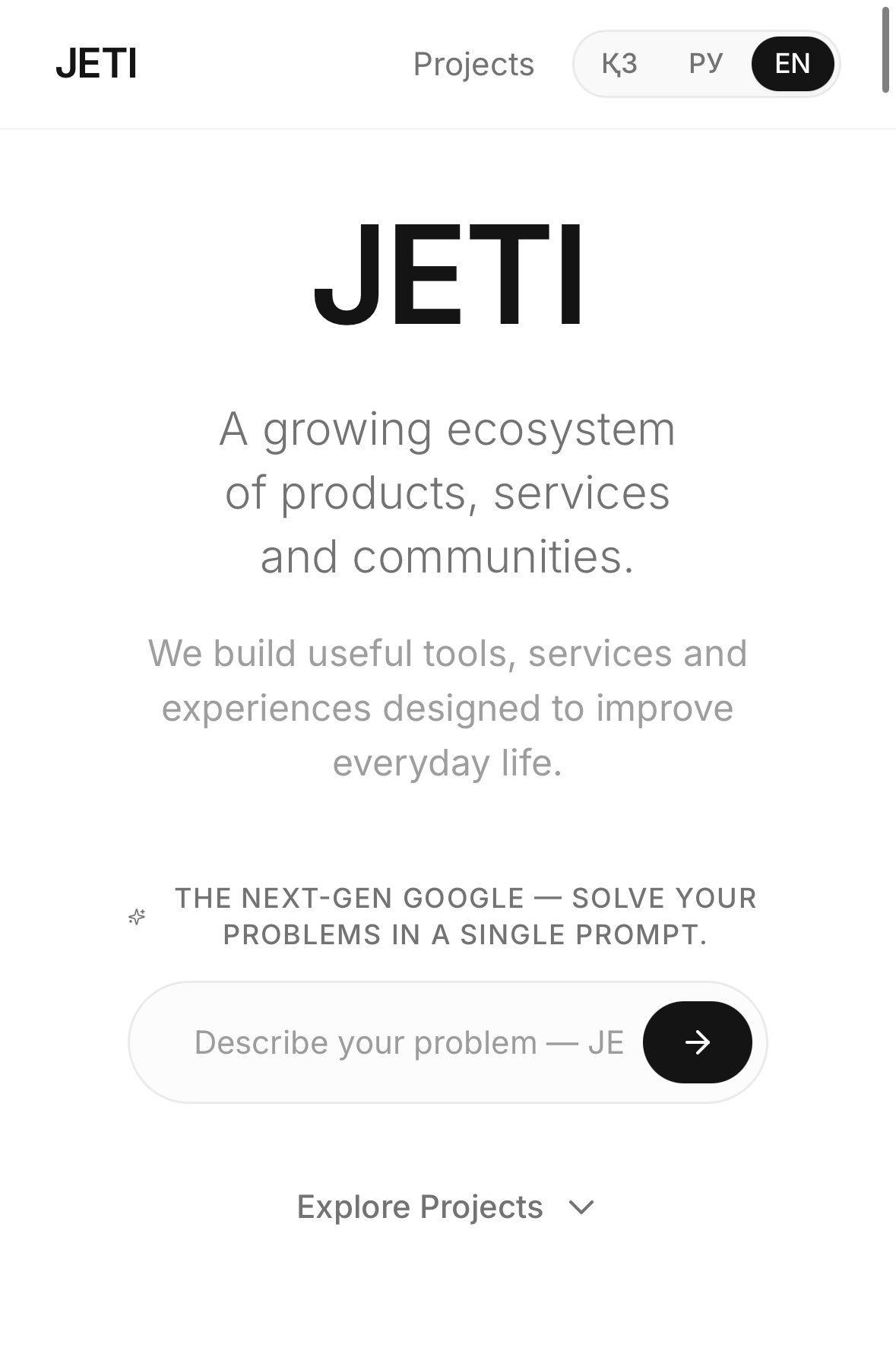 Jeti website preview