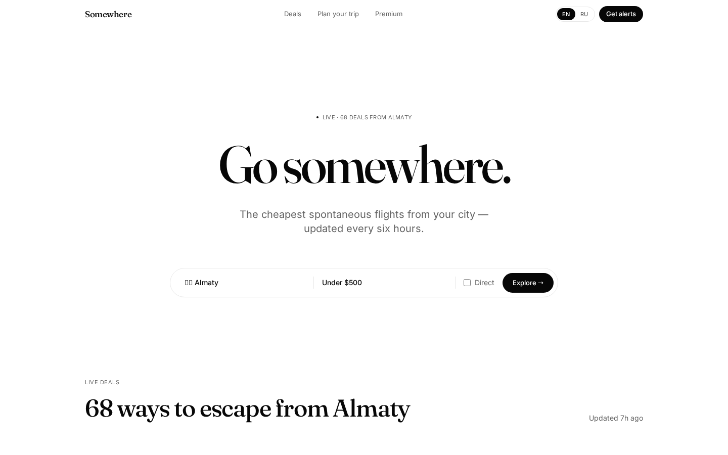 Somewhere website preview